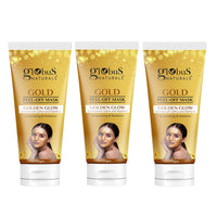 Globus Naturals Gold Peel Off Mask For Golden Glow, Enriched with Saffron & Vitamin-E, Brightening & Radiance, Suitable For All Skin Types, 75 g (Pack of 3)