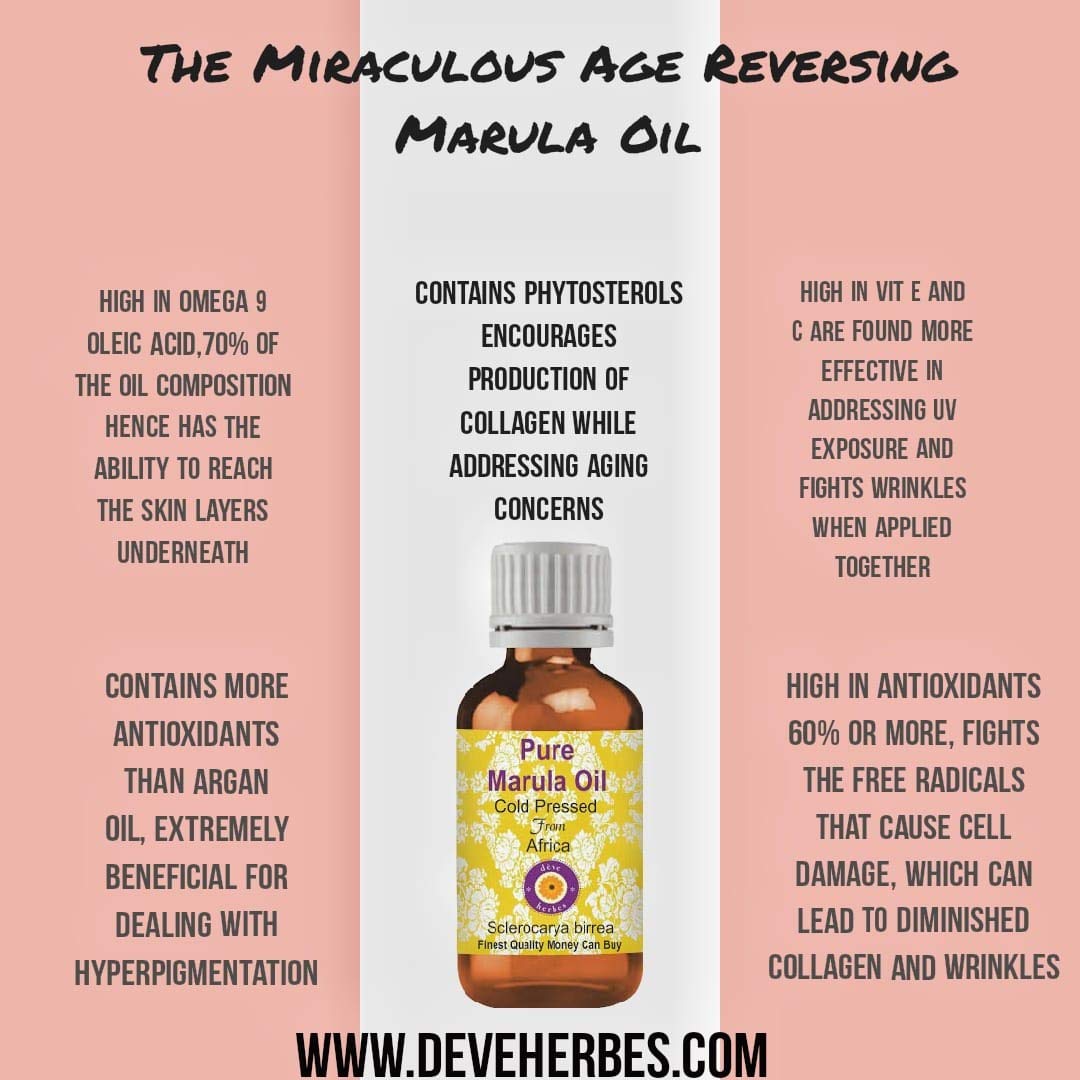 Deve Herbes Pure Marula Oil (Sclerocarya birrea) with Glass Dropper Natural Therapeutic Grade Cold Pressed 10ml