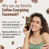 Joy Tan Removal Exfoliating Coffee Face Wash (150ml) | Energizes Dull Skin & Reduces Puffiness | Deep Cleansing Exfoliating Face Wash for All Skin Types, Men & Women