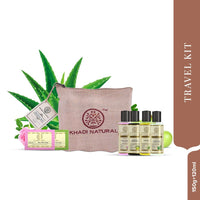 Khadi Natural Herbal Natural Travel Kit - All in one Travel kit Includes Shampoo, Conditioner, Body wash, Soap, Moisturiser (Set of 6 + Jute Bag)| 150g + 120ml