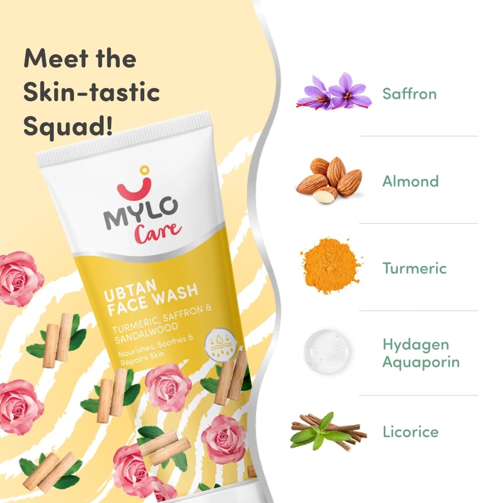 Mylo Ubtan Face Wash - 100gm, Tan Removal & Skin Whitening Face Wash for Acne & Pimples, All Skin Types