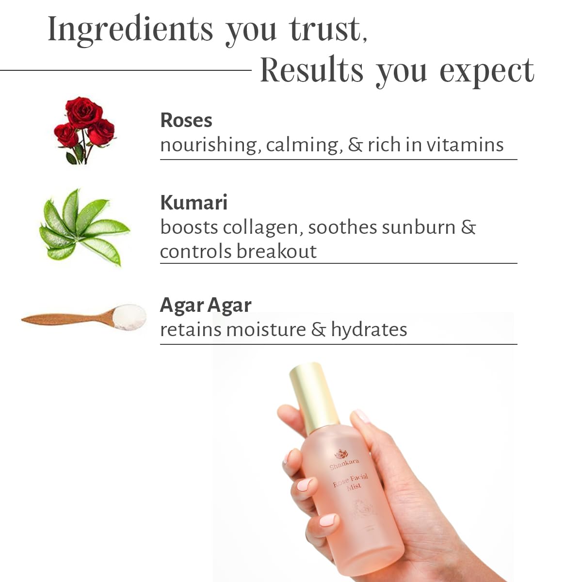 Shankara Rose Facial Mist With The Goodness Of Rose For hydration and cooling - 100 ml