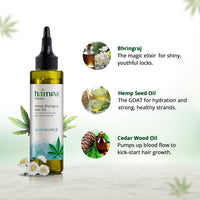 Hampa Hemp Bhringraj Hair Oil 100ml | Prevents Hairfall, Premature Greying, Dandruff | Promotes Hair Growth | Pure Himalayan Hemp, Bhringraj Oil, Essential Oils | Natural, No Toxins