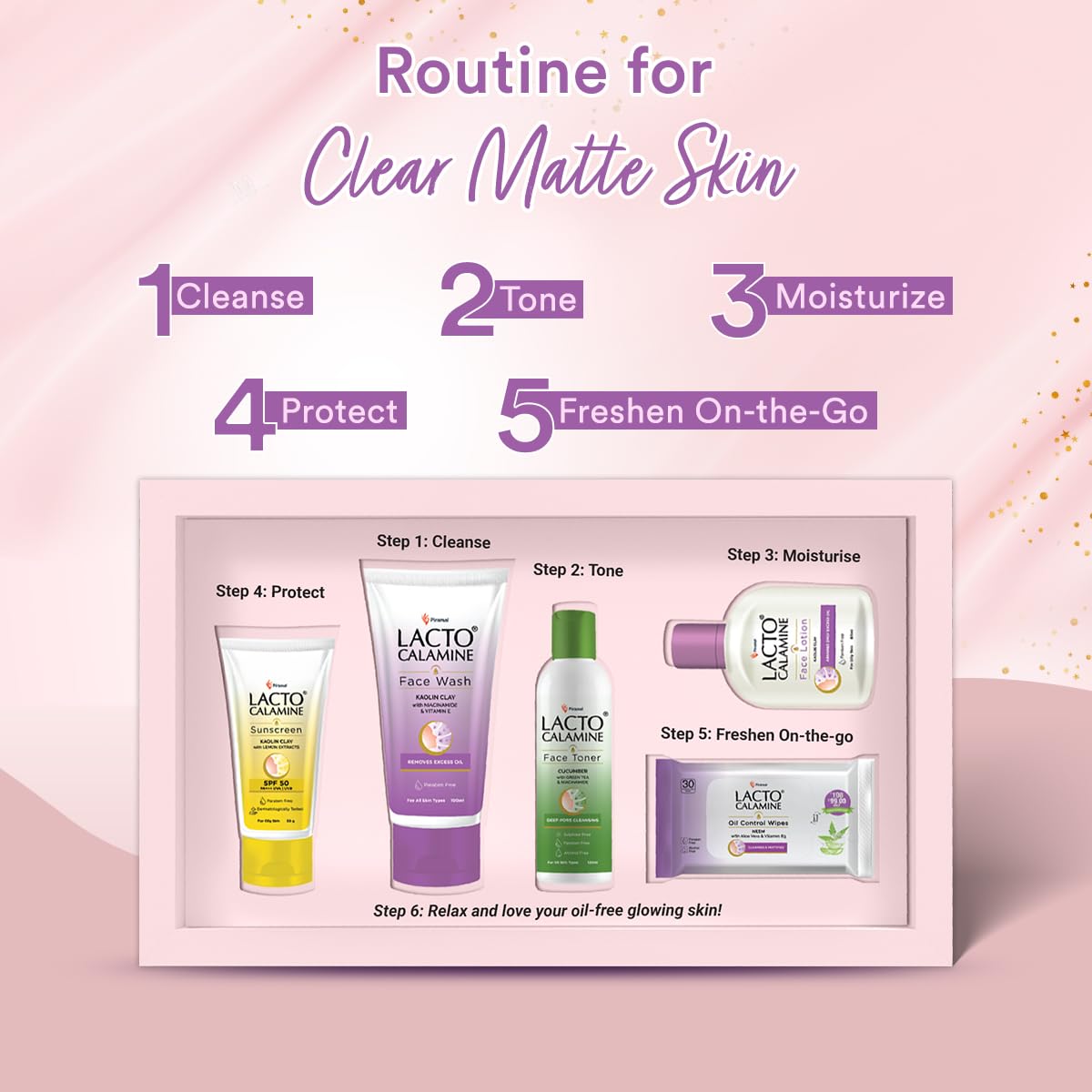 Lacto Calamine Premium Face Care Kit for Women | Face Wash, Sunscreen, Wet Wipes, Toner, Face Lotion | Pack of 5 signature products | Diwali Gifts for Family and Friends