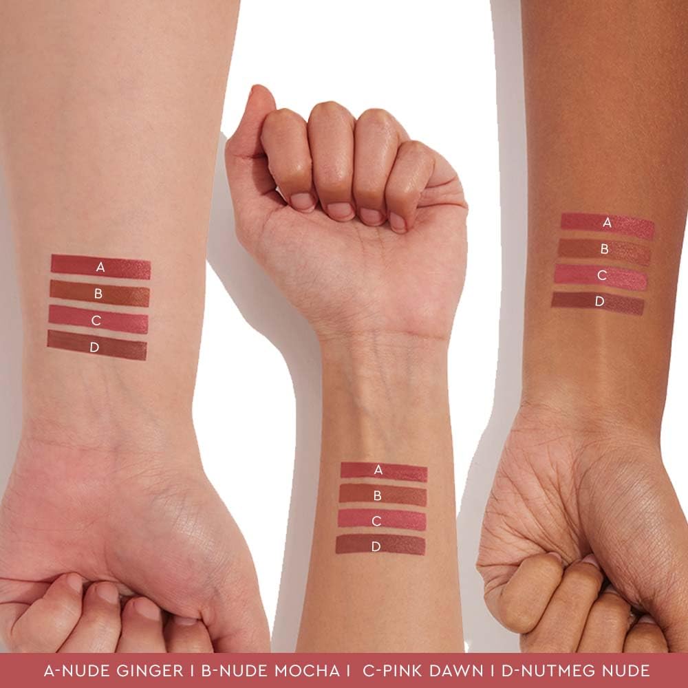 Kiro Four Play Non-Stop Airy Matte Liquid Lip Stack – Ultimate Quad, 6ml | 4 Nude Lipstick Shades | Long-lasting, Transfer-proof, Hydrating, Lightweight | Infused with Avocado & Apricot Oils