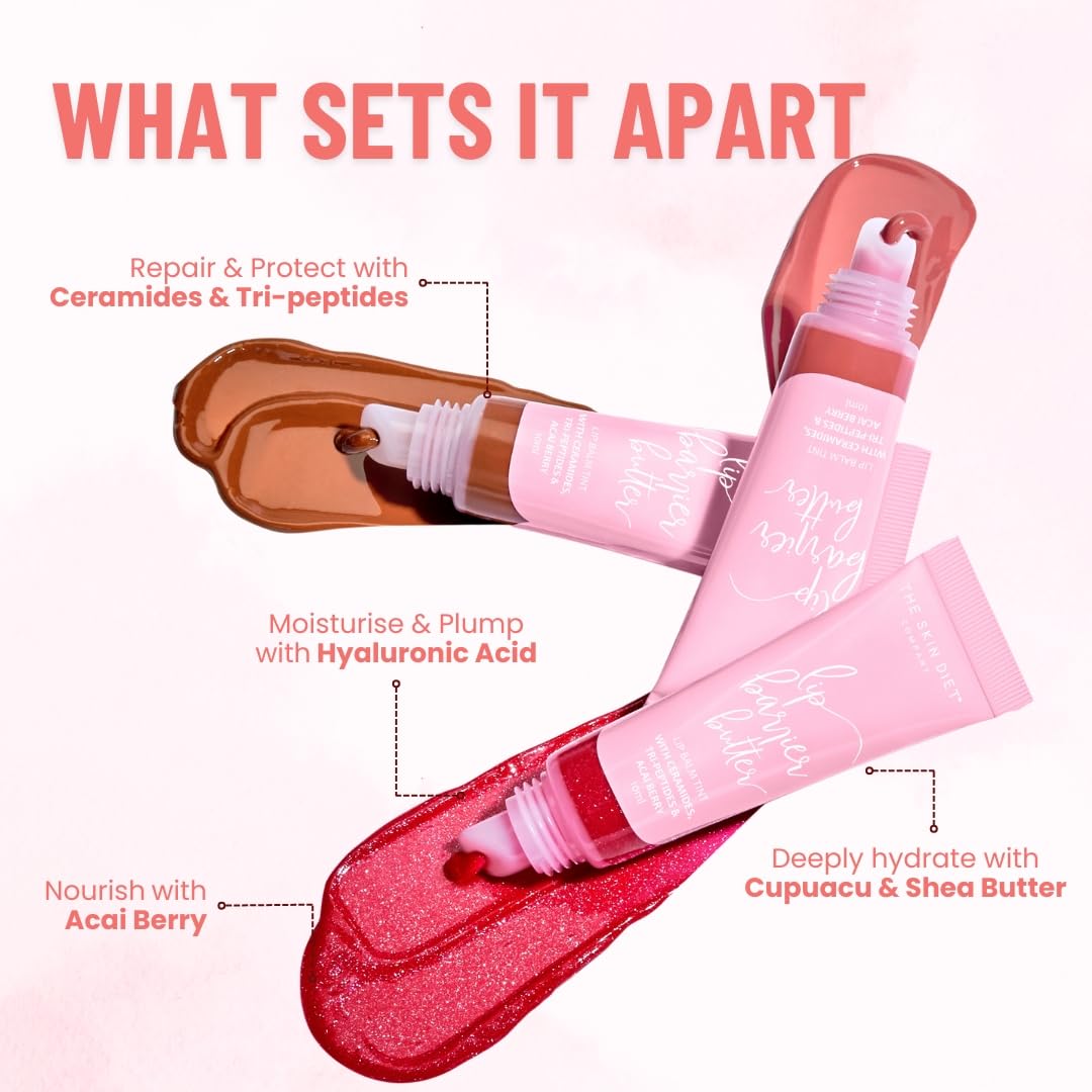 THE SKIN DIET COMPANY Lip Balm - Betty's Bliss|Hydrating & Plumping Tinted Lip Balm | Intensive Repair with Tripeptides, Shea Butter for Dark & Pigmented Lips (10ml)