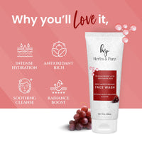Herbs and Pure Hyaluronic Acid And Red Grapes Face Wash (100ml) For Dark Spots with Kesar Oil and Shea Butter Body Lotion (200ml) For Intense Moisturisation, Pack Of 2