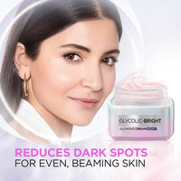 L'OREAL PARIS Glycolic Bright Skin Brightening Serum, 15ml 1% Glycolic Acid For Dark Spots, Pigmentation & Uneven Skin Tone & Glycolic Bright Glowing Night Cream, 15ml For All Skin Type (Pack Of 2)