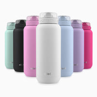 Ello Cooper Stainless Steel Water Bottle with Straw and Carry Handle, Double Walled and Vacuum Insulated Metal, Leak Proof Locking Lid with Soft Silicone Spout, Reusable, BPA Free, 22oz, 32oz, 40oz White