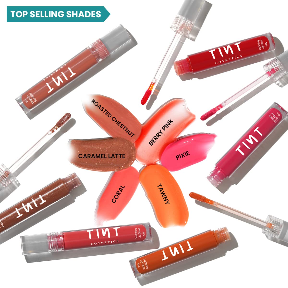 Tint Cosmetics Red Lip Gloss for Women | Hydrating & High Shine | Lightweight & Non-Sticky with Vitamin-E & Grapeseed Oil | Gloss Lock Technology | All Skin Types | 10Ml (Brick Red) | FDA Approved