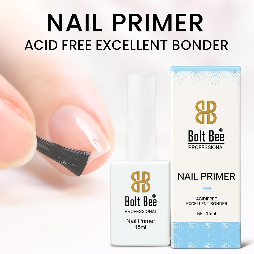Bolt Bee Professional Natural Acid-Free Primer for Acrylic and Gel Nail Polish, Non Acid Primer for UV Gels Fast Dry Superior Bonding Agent