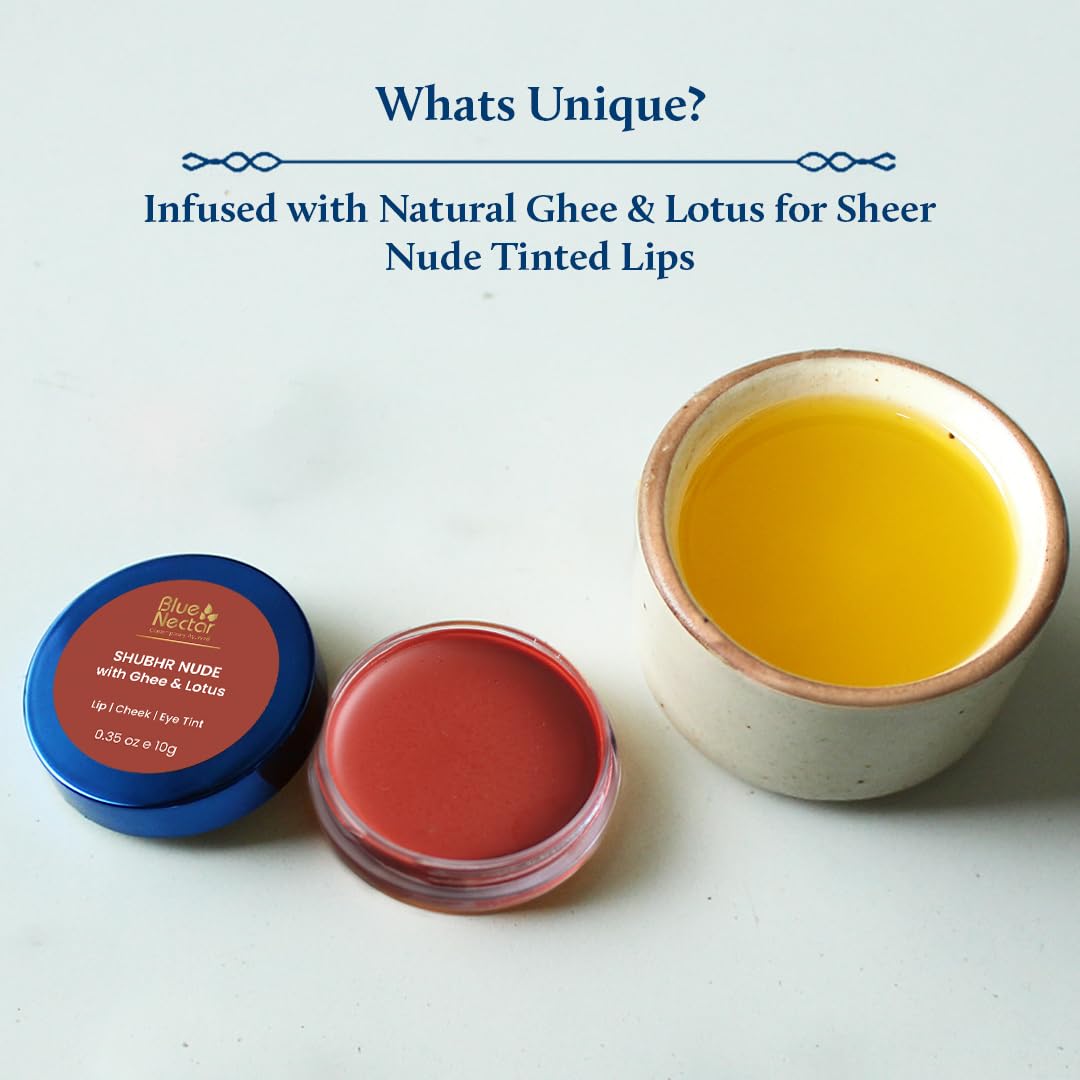 Blue Nectar Lip Tint Stain for Sheer Nude Tinted Lips | Hydrating Lip Tint, Color Infused, with Shea Butter for Natural Looking Finish (10g)