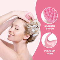 Rey Naturals Hair Scalp Massager Shampoo Brush - Hair Growth, Scalp Care, and Relaxation - Soft Bristles for Gentle Massage - Pink Color (Pink)