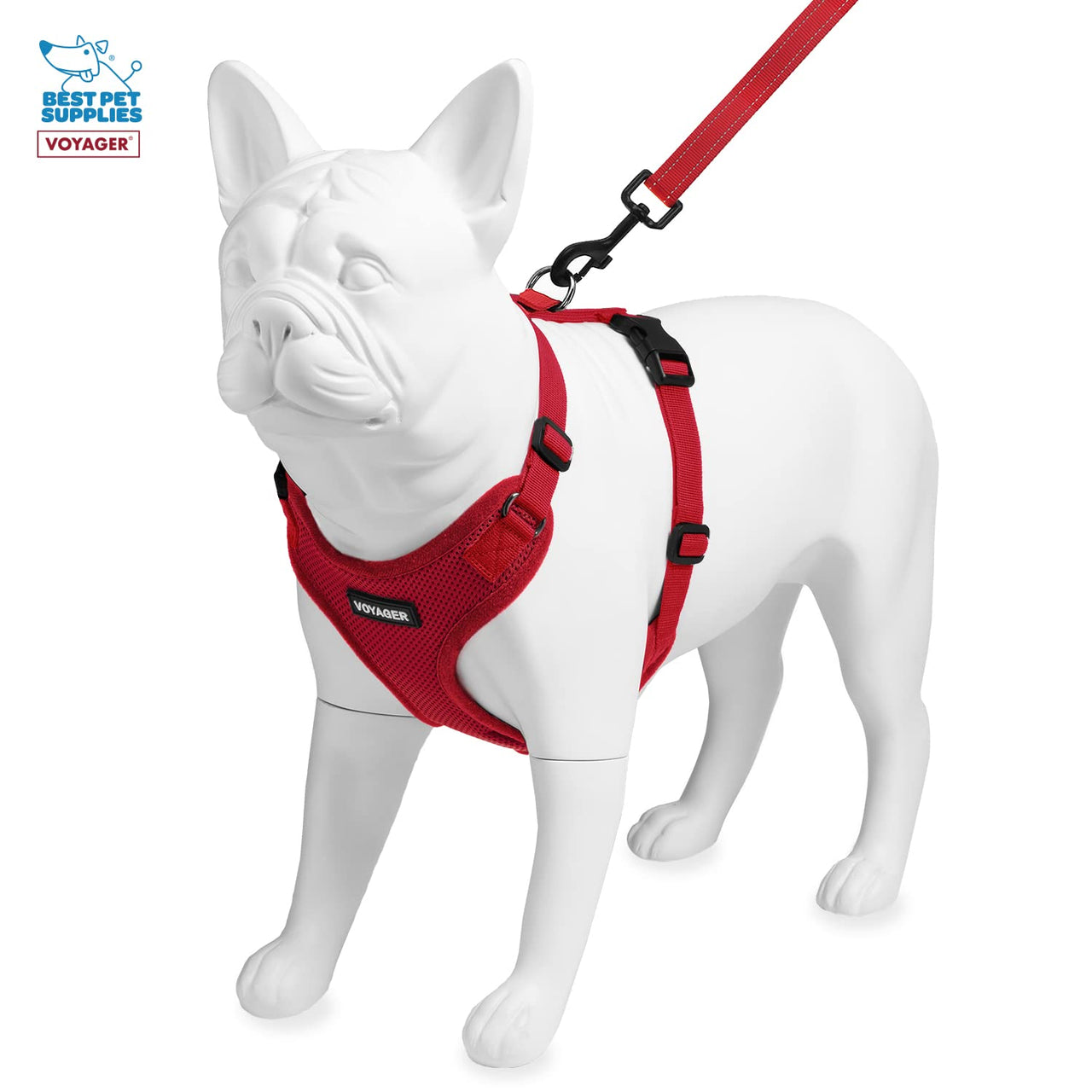 Voyager Step-in Lock Dog Harness w Reflective Dog Leash Combo Set with Neoprene Handle 5ft - Supports Small, Medium and Large Breed Puppies/Cats by Best Pet Supplies - Red, XL Harness Leash Set (Red) XL (Chest: 23 - 28")