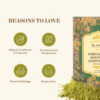 Kama Ayurveda Organic Henna Powder & Organic Indigo Powder, 100g each (Pack of 2)