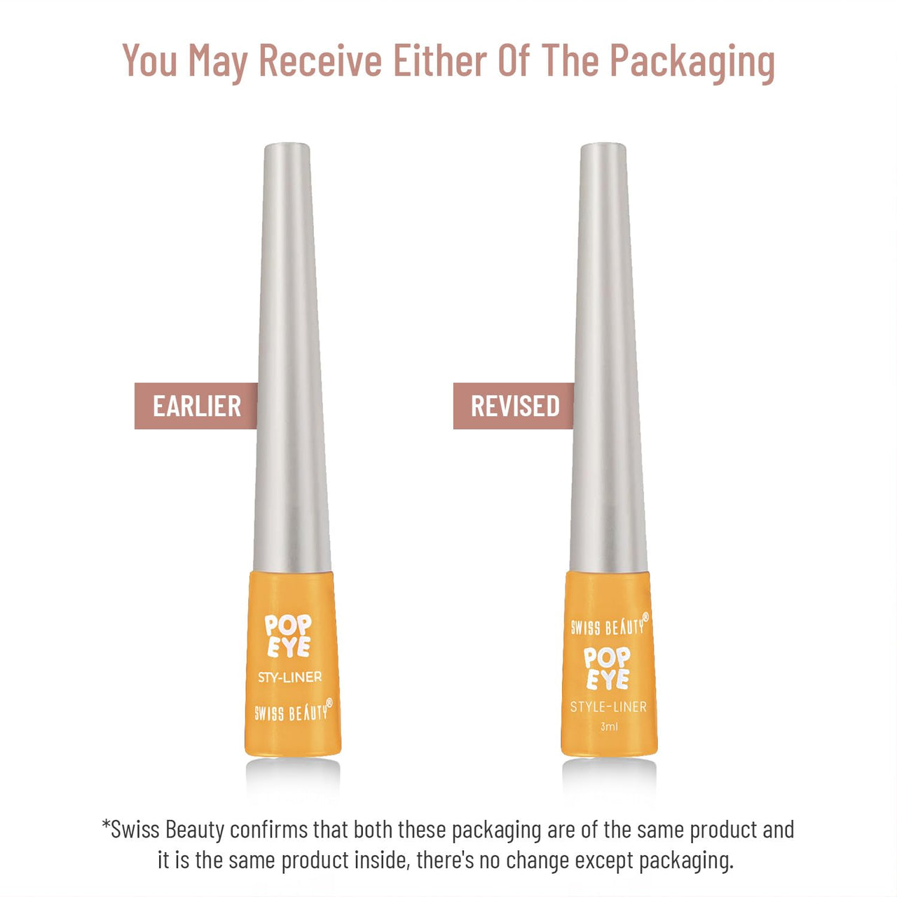 Swiss Beauty Pop Eyeliner | Waterproof And Long Lasting Liquid Eyeliner | Smudge Proof Eye Makeup |Quick Drying |Shade - Sunrise, 3 Ml |