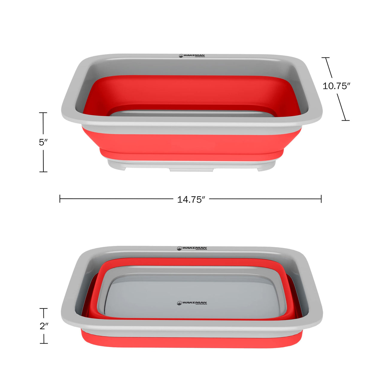 Collapsible Cleaning Caddy - Portable Multi-use Wash Basin, Dish Tub, or Ice Bucket with 7.27L Capacity for Camping and Tailgating by Wakeman (Red)
