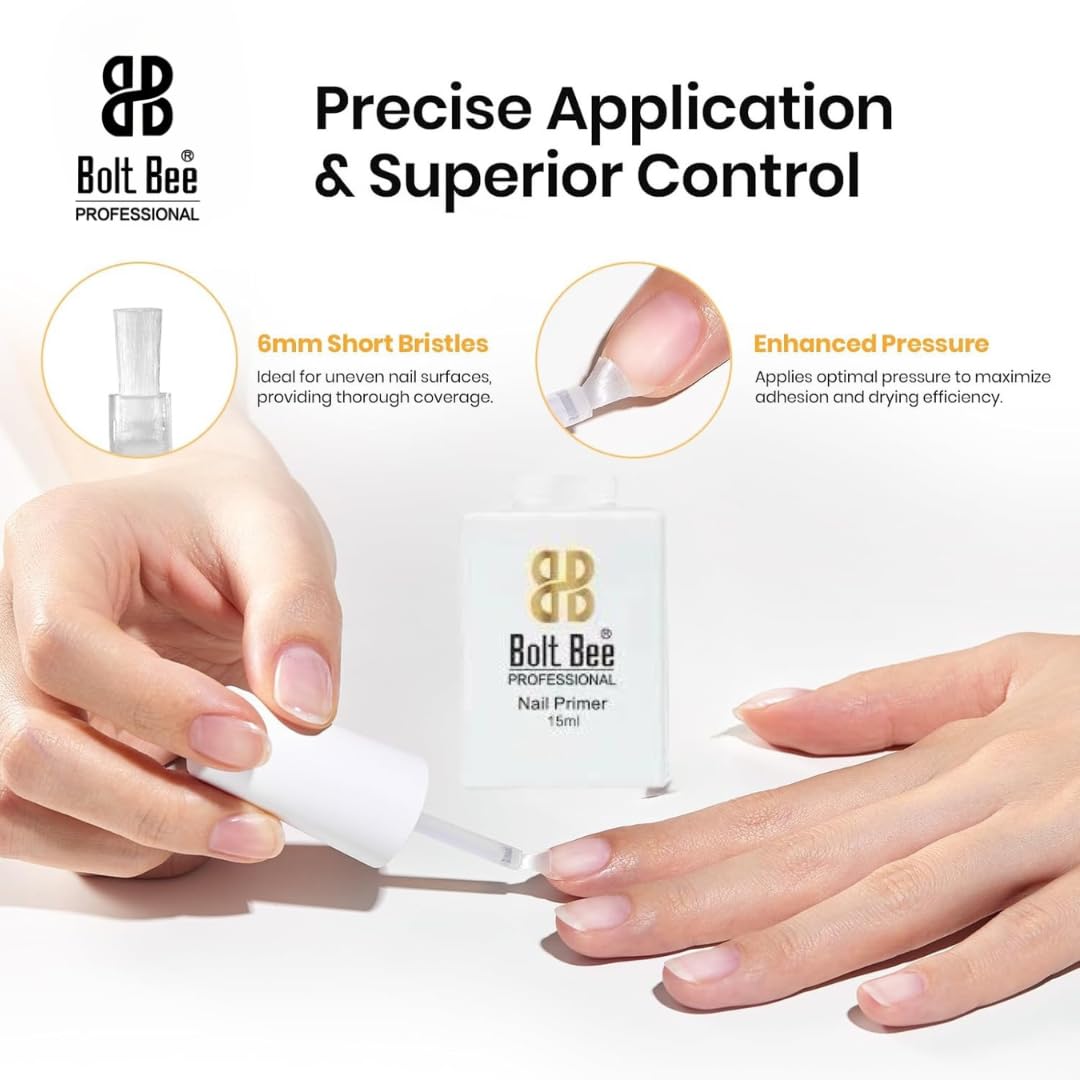 Bolt Bee Professional Natural Acid-Free Primer for Acrylic and Gel Nail Polish, Non Acid Primer for UV Gels Fast Dry Superior Bonding Agent
