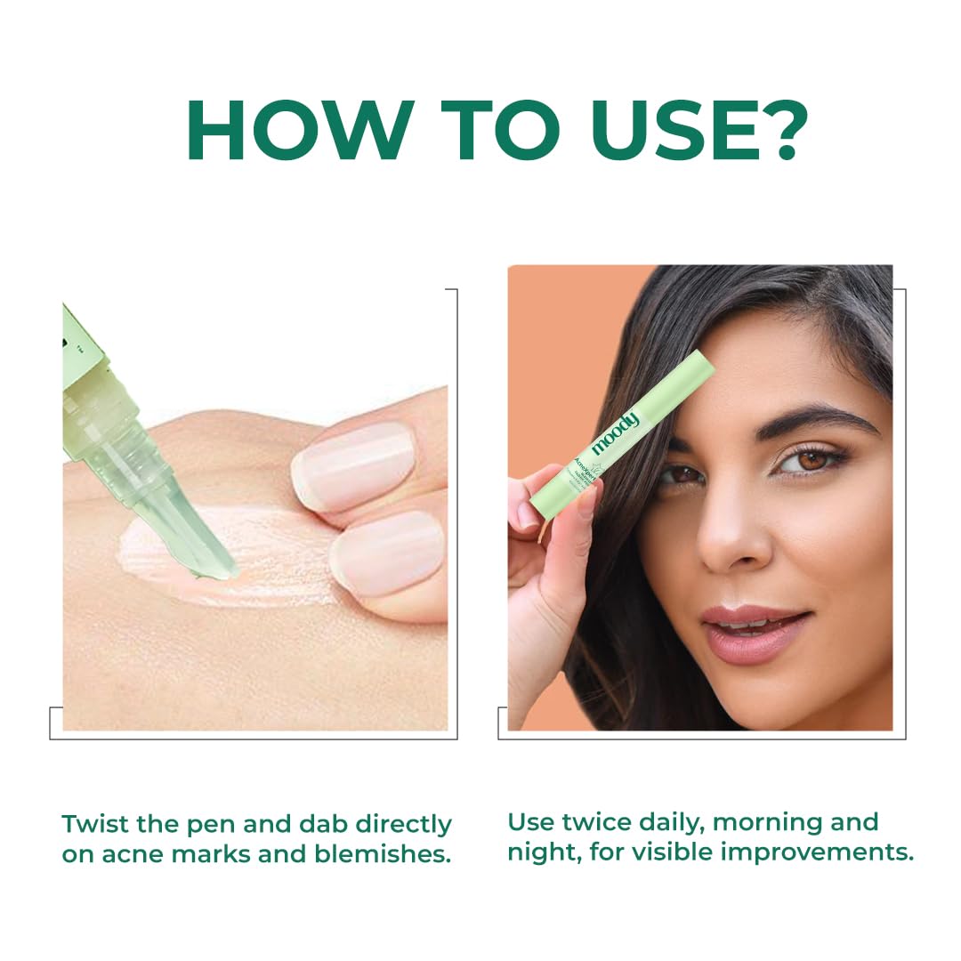 Moody Acnexpert Blemish Fading Pen with Green Tea & Kojic 0.5% | Fades Acne Marks & Blemishes | Dark Spot & Blemish Marks Correcting Gel For Men & Women | For All Skin Type, 10 ml