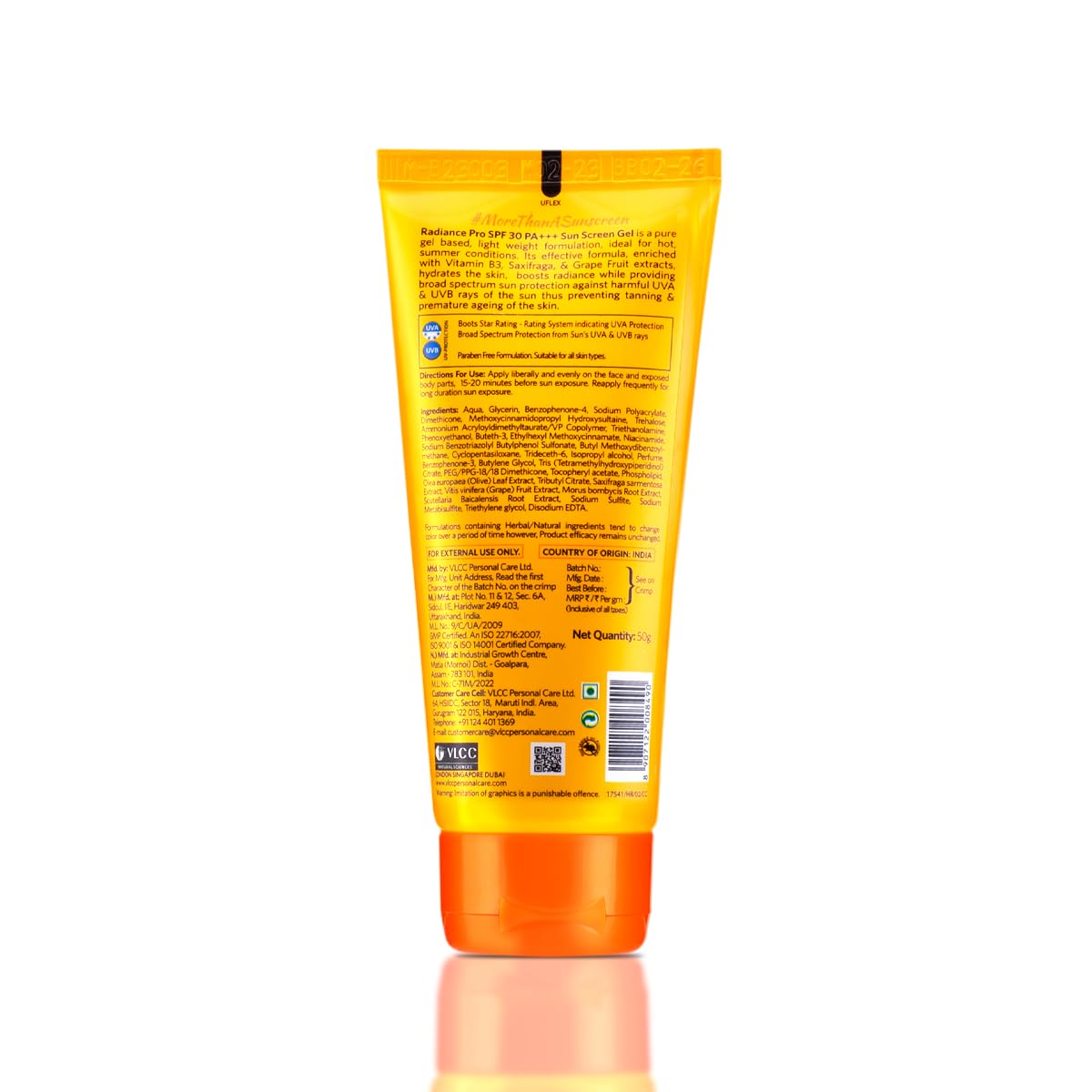 VLCC Radiance Pro SPF 30 PA+++ Sun Screen Gel - 50g | UVA & UVB Protection | Non-Greasy Sunscreen for Anti-Pigmentation | Helps Smoothen and Brighten Skin | Sun Protection Filters.