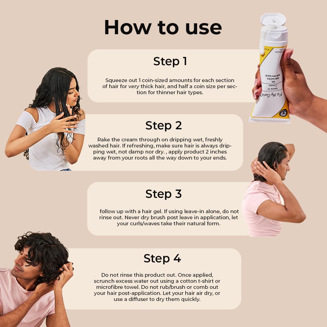 Fix My Curls Leave In Cream | Enriched with Jojoba Oil & Nigella Sativa Seed Oil| Curly And Wavy Hair Cruelty-Free Vegan Frizz Control Hydration