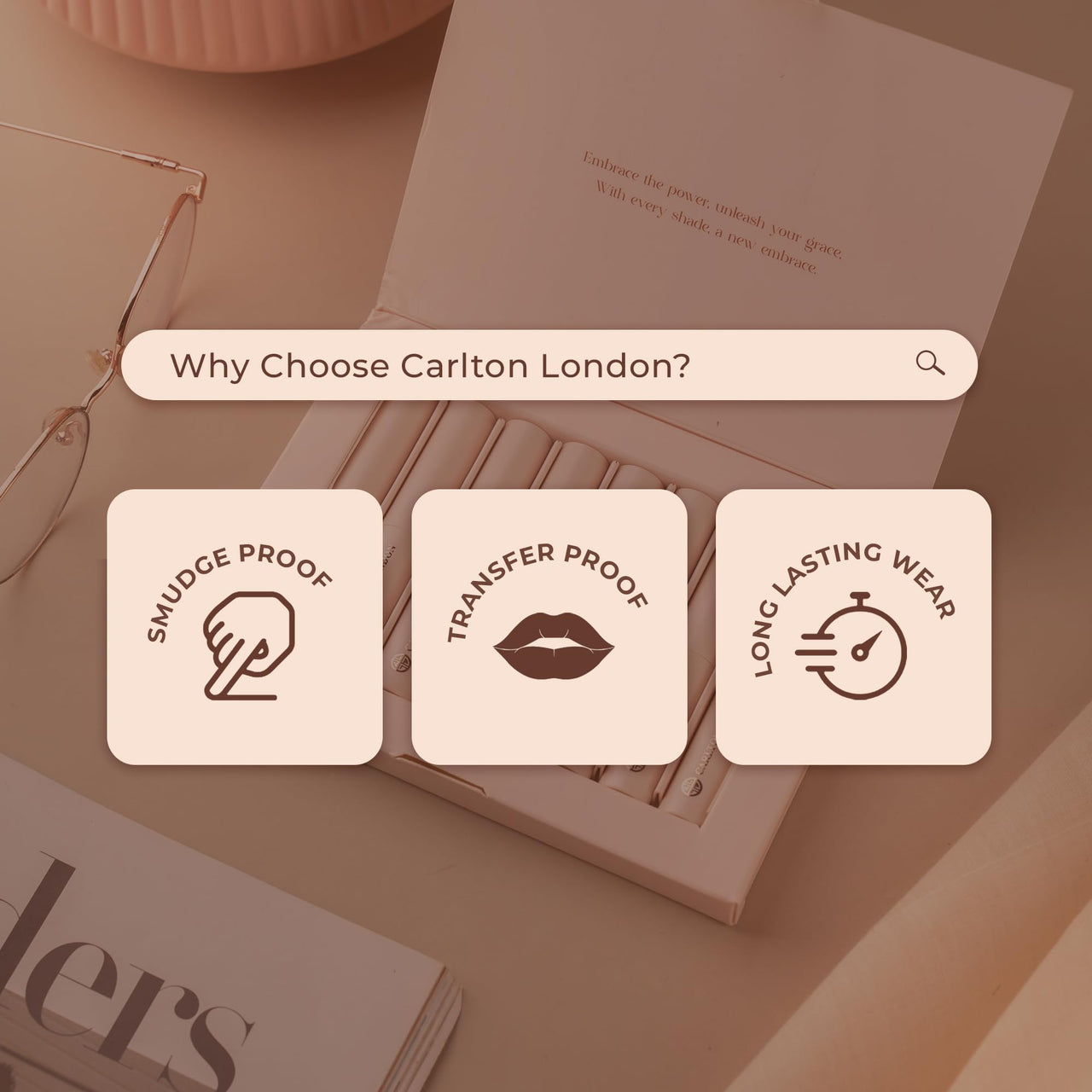 Carlton London Creamy Matte Stick Lipsticks Smudge-Proof Gift Set | Enriched with Vitamin E, Castor oil | Long Lasting | Highly Pigmented, Gifts for woman & girl | Upto 8Hrs - 8X1.7g