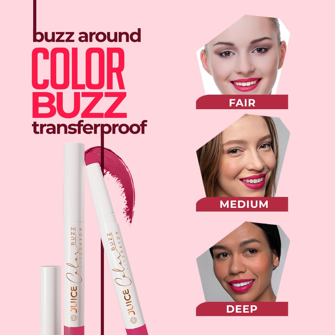 Juice Color Buzz Lip Crayon With Bio Retinol, SPF15 & Natural Moisturizing Factors (Fuschia Code - M15)