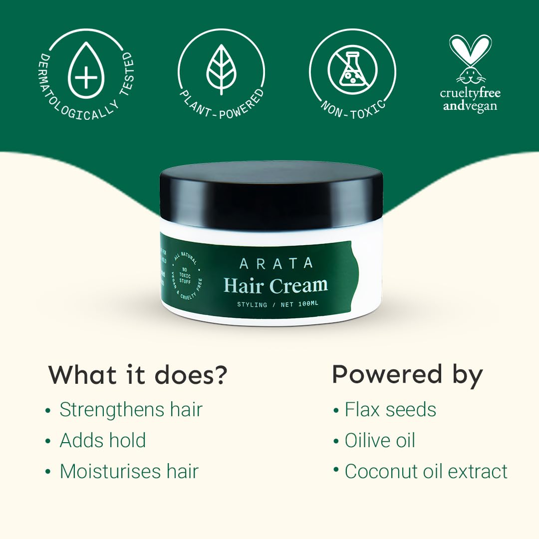 Arata Styling Hair Cream (100 GM) | For All Hair Types | Boosts Moisture | Reduces Frizz & Tames Flyaways | Adds Soft Hold and Control