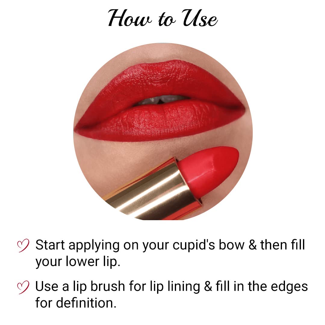 Iba Long Stay Matte Lipstick for Women- M07 Red Velvet, 4g | Creamy Matte Finish & Smooth Texture| Long-Lasting | Hydrated Lips | Enriched with Vitamin E| Intense Colour & Highly Pigmented | Lip Makeup