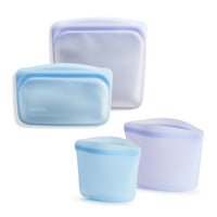 Stasher Reusable Silicone Storage Bag, Food Storage Container, Microwave and Dishwasher Safe, Leak-free, Bundle 4-Pack, Blue + Lavender