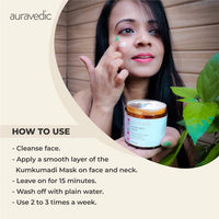 Auravedic Kumkumadi Face Mask Kumkumadi Tailam Tan Removal Face Pack for women men 100g Kumkumadi oil detan face mask for men skincare kumkumadi cream tan remover face pack for glowing skin for women