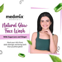 Medimix Ayurvedic Natural Glow Face Wash for youthful and glowing skin | With Sugarcane and Ginger | 100 ml (Pack of 2)
