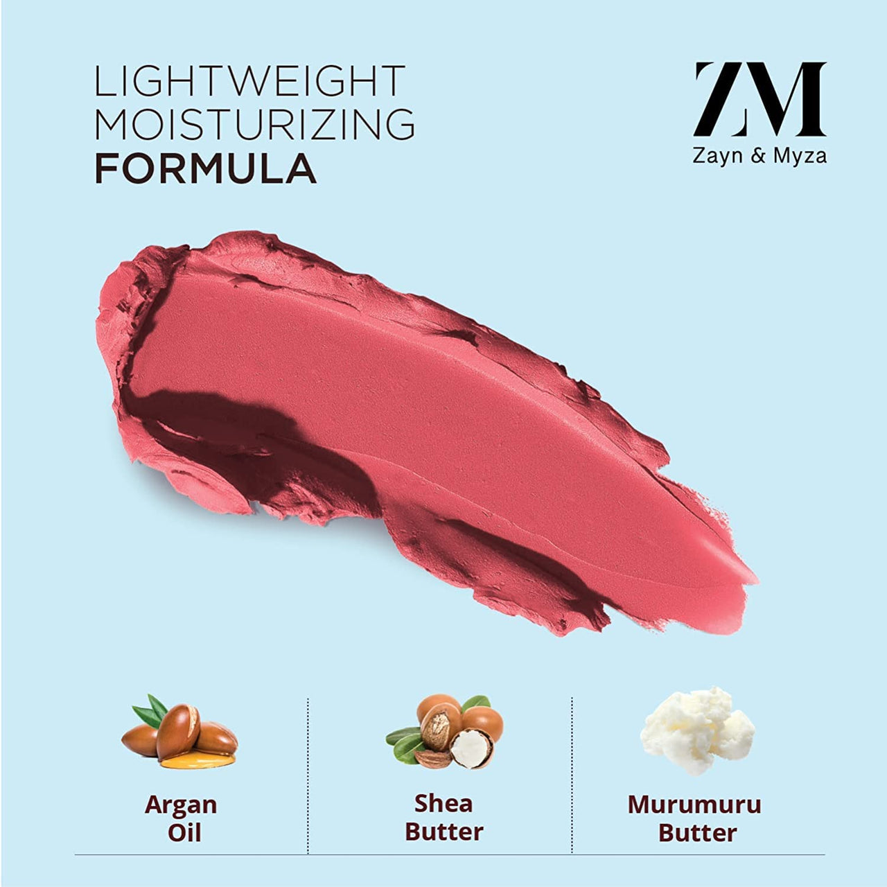 ZM Zayn & Myza Rich Matte Lipstick | Smooth and Light Weight | Intense Color in one Swipe | High Pigmentation Bullet Lip Stick Enriched with Argan oil, Murumuru and Shea Butter, (4.2 g, Fashionista)