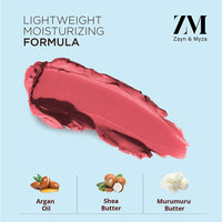ZM Zayn & Myza Rich Matte Lipstick | Smooth and Light Weight | Intense Color in one Swipe | High Pigmentation Bullet Lip Stick Enriched with Argan oil, Murumuru and Shea Butter, (4.2 g, Fashionista)