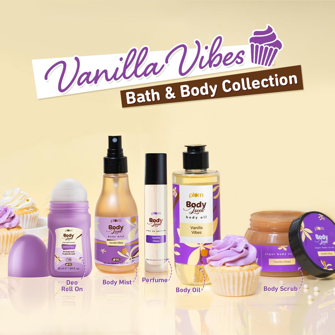 Plum Bodylovin' Vanilla Vibes Body Mist | Long Lasting Vanilla Fragrance For Women With Warm & Cozy Vanila Scent | High On Fun | Travel-Friendly Perfume Body Spray 100 Ml (Pack Of 4)