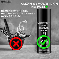 Mancode Hair Removal Cream Spray for Men, Hair removal spray for men, Painless Body Hair Removal for Back, Chest, Legs, Arms, Underarms & Intimate Areas, Fast Acting in 3-6 Minutes (200 ml)