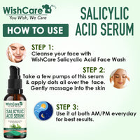 WishCare 2% Salicylic Acid Serum for Active Acne/Acne Marks & Blackheads with Zinc PCA, Tea Tree & Green Tea - 30 ml, Clear, (WSAS30)
