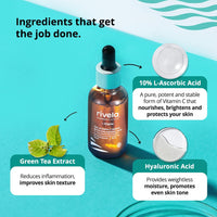 Rivela Dermascience By Cipla 10% Vitamin C Face Serum For Bright & Glowing Skin, Anti Ageing Formula With Hyaluronic Acid For All Skin Types, 30ml