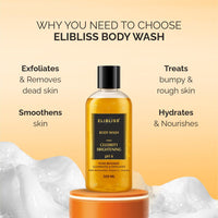 Elibliss Celebrity Brightening Body Wash with Niacinamide, Vitamin C & Licorice for Illuminates, Gently Exfoliates & Enhances Natural Glow | Daily Use Body Cleanser 300ml