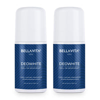 BELLAVITA Deo White Natural Underarm Roll On Deodorant for Men |Control Odour|Alcohol-Free| Antiperspirant for Long Lasting Freshness, 50ml Each (Pack of 2)