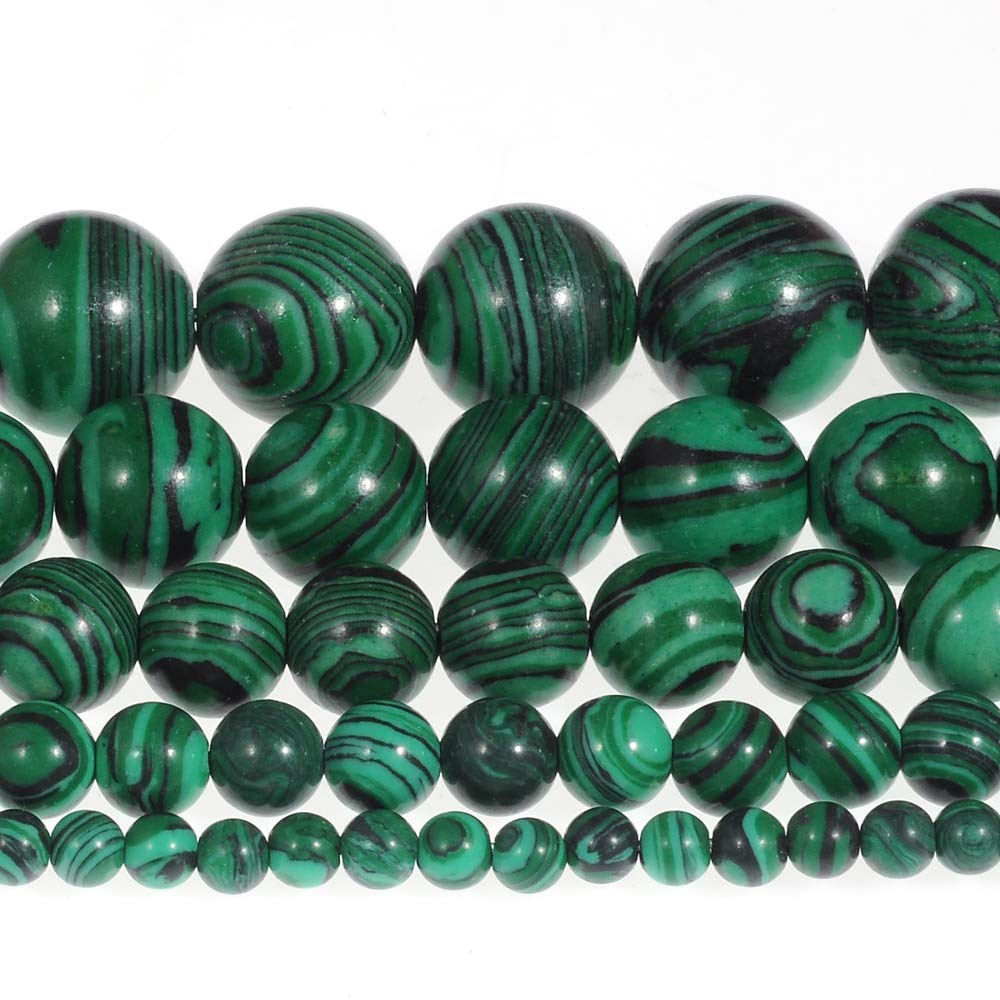 Natural Stone Beads 10mm Malachite Gemstone Round Loose Beads Crystal Energy Stone Healing Power for Jewelry Making DIY,1 Strand 15"