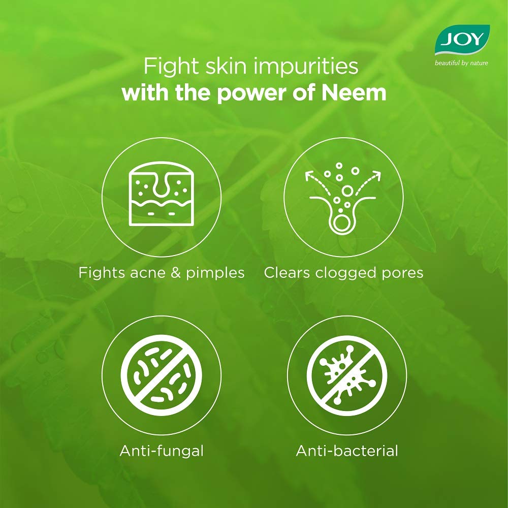 Joy Skin Purifying Neem Face Wash for Oily & Acne-Prone Skin | Fights Pimples, Controls Excess Oil & Unclogs Pores | Natural Antibacterial Formula | Men & Women 100ml x 2