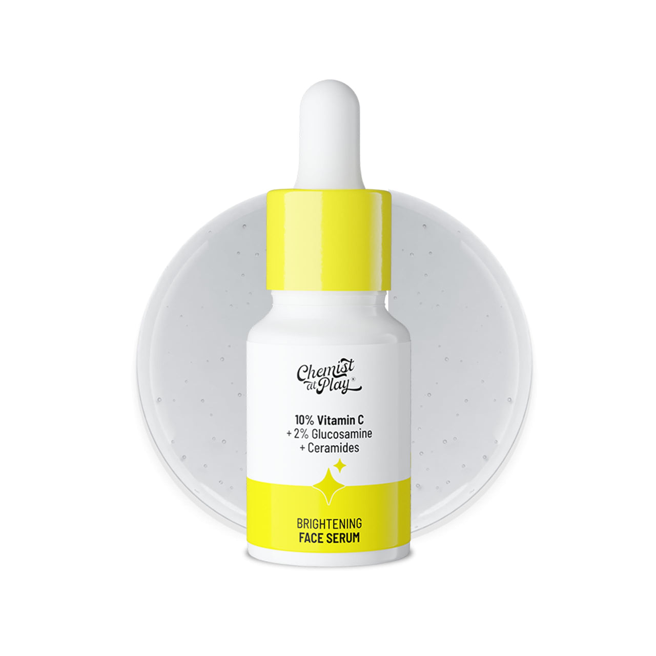 Chemist At Play 10% Vitamin C Face Serum | Brightens & Gives Glow | Fades Dark Spots | Treats Hyperpigmentation | Balances Melanin Production | Ethyl Ascorbic Acid & Glucosamine | For Oily, Combination, Sensitive Skin Types | Beginner Friendly & Highly St