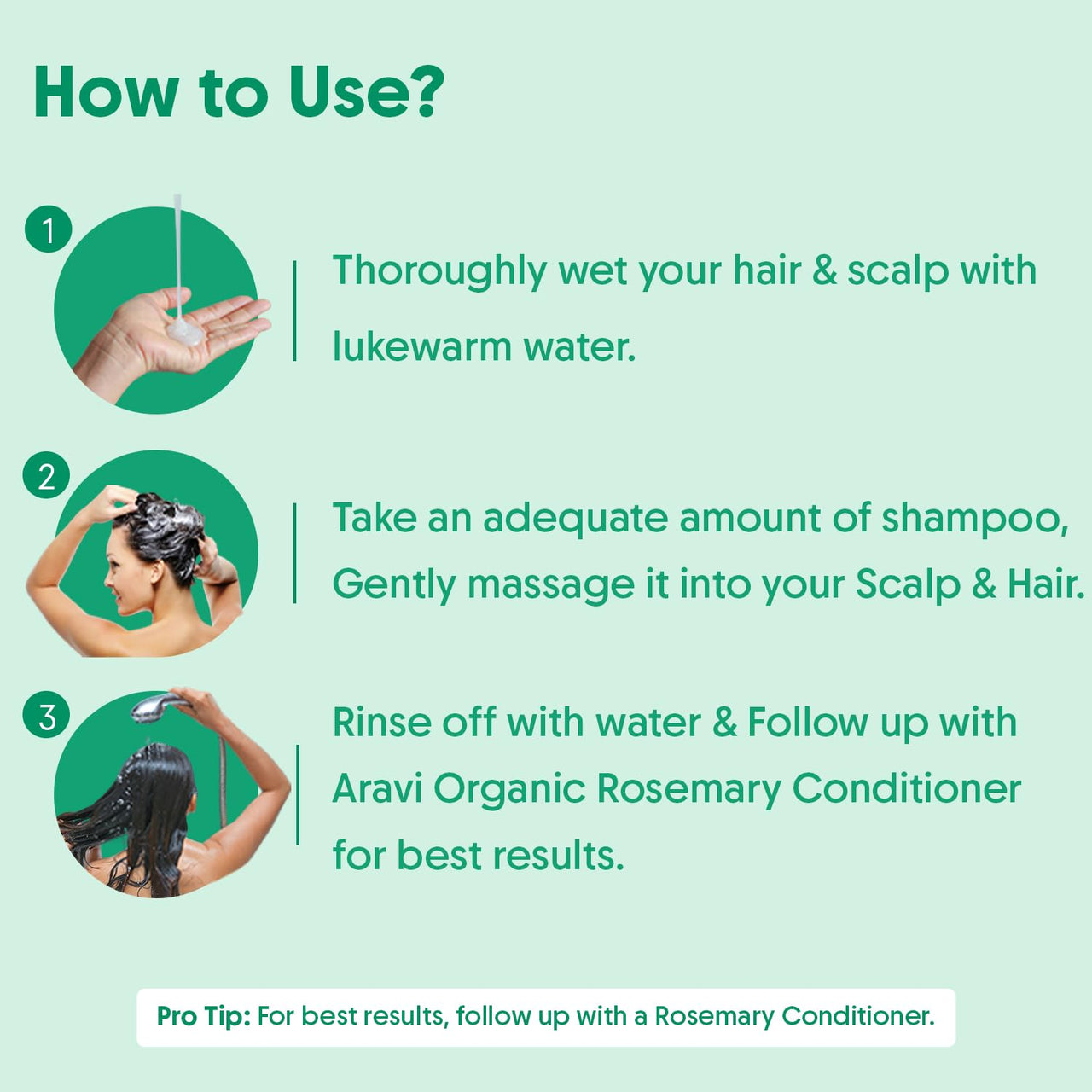 Aravi Organic Rosemary Anti-Hairfall Shampoo | Rosemary Shampoo for Hair Growth & Hairfall Control | Up to 94% Stronger Hair | Sulphate-Free for Men & Women | For All Hair Types | 200ml