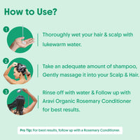 Aravi Organic Rosemary Anti-Hairfall Shampoo | Rosemary Shampoo for Hair Growth & Hairfall Control | Up to 94% Stronger Hair | Sulphate-Free for Men & Women | For All Hair Types | 200ml