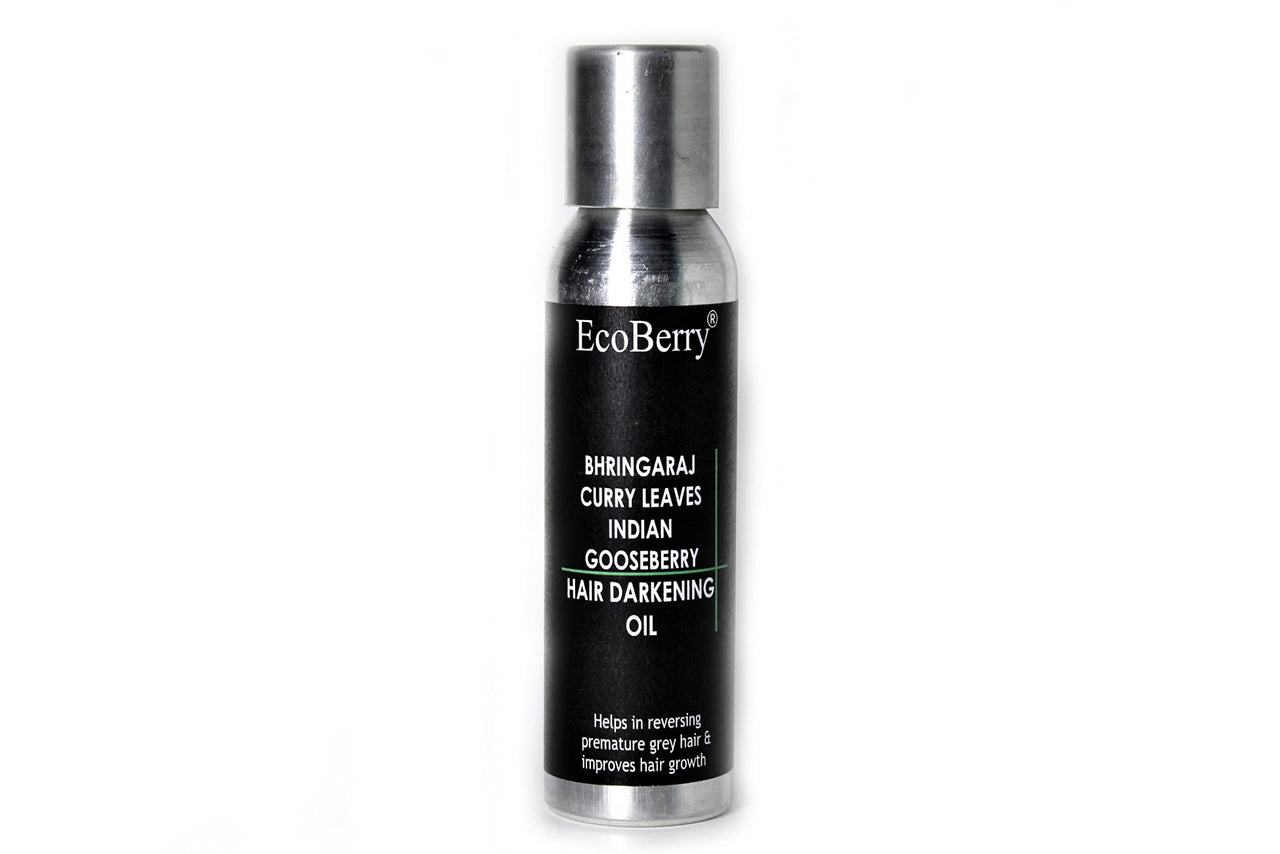 EcoBerry Bhringraj Curry Leaves Indian Gooseberry Hair Darkening Oil | 100% Natural, Organic & Vegan | Strengthens Hair, Reduces Breakage, Dandruff & Dry Scalp | Chemical-Free, Alcohol-Free, Paraben-Free | 100ml