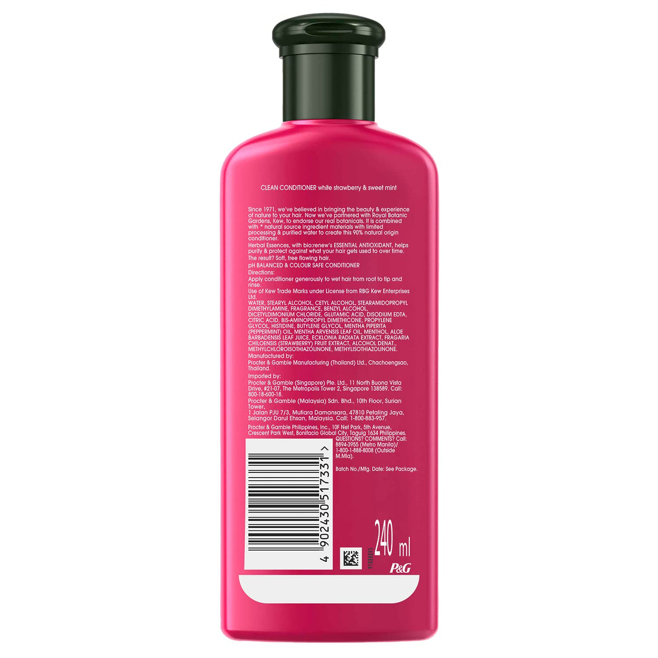 Herbal Essences White Strawberry & Sweet Mint CONDITIONER- For Cleansing and Volume - No Paraben, No Colorants, 240 ML