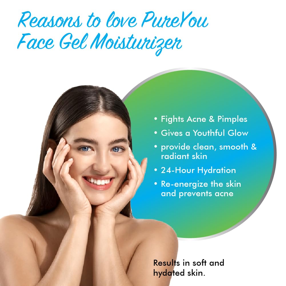 PureYou Face Hyluronic Moisturizer with Tea Tree Oil, Hyaluronic Acid, Neem Extract, Avocado Oil & Shea Butter | Hydrating & Anti-Acne WaterGel Cream for Soft, Glowing Skin | For All Skin Types