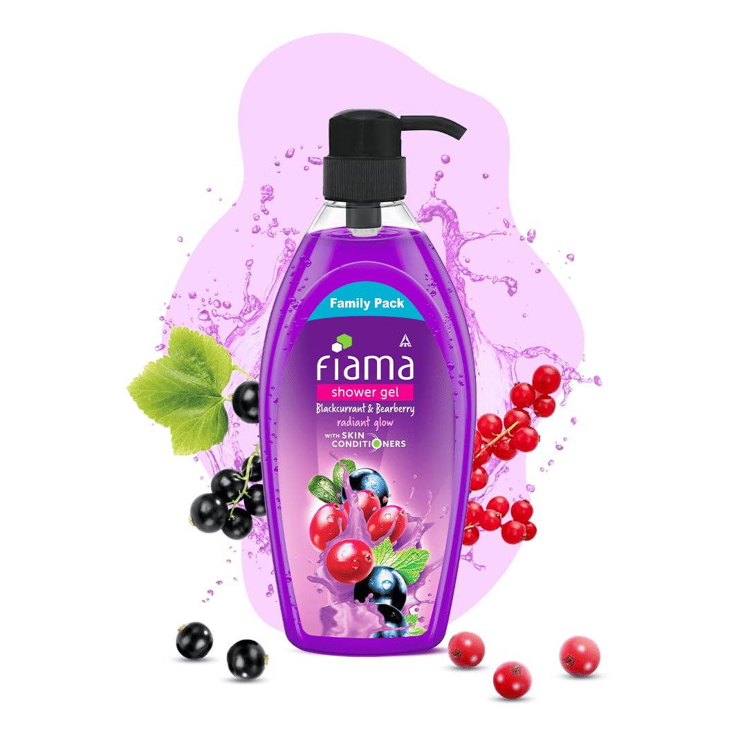 Fiama Body Wash Shower Gel Blackcurrant & Bearberry, 895 ml Family Pack, Body Wash for Women & Men with Skin Conditioners for Radiant Glow, Suitable for All Skin Types