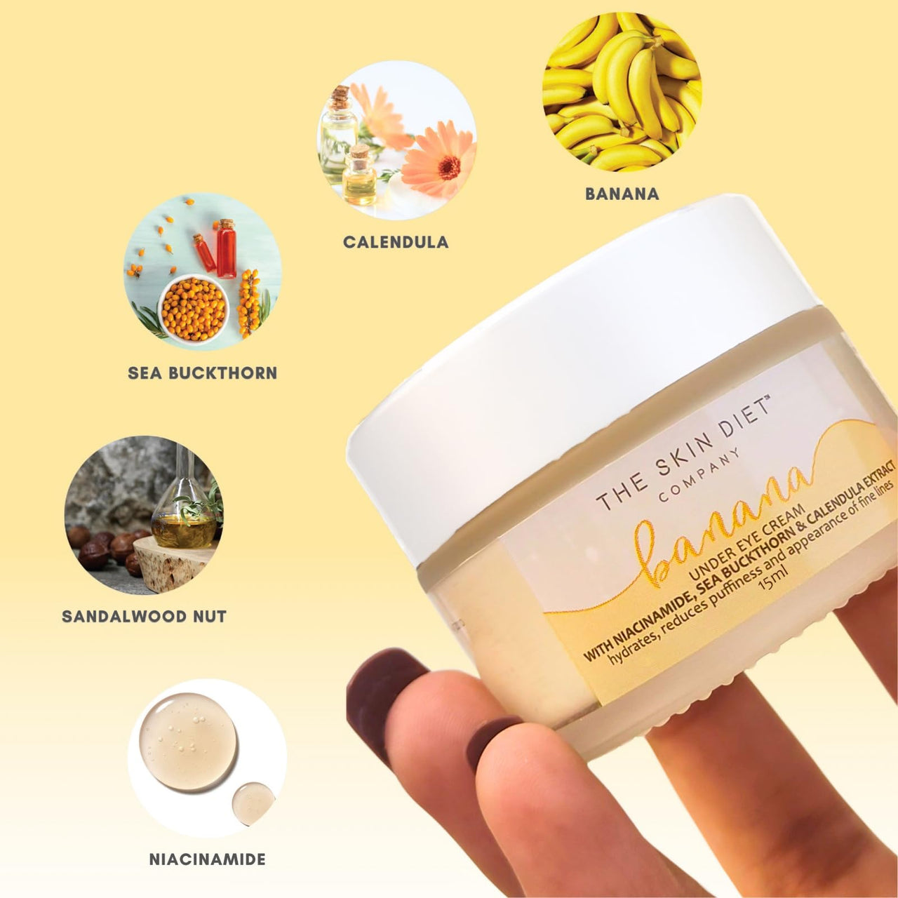 THE SKIN DIET COMPANY Banana Under Eye Cream | Reduces Dark Circle, Puffiness and Fine Lines | With Niacinamide | For Women & Men (15ml)